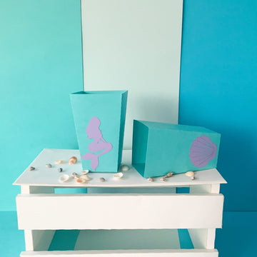 Pinfliers Mermaid Theme Birthday Party Decoration Paper Popcorn Boxes, French Fries Box